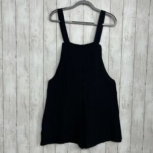 Emery Rose Black Comfy Pockets Stretch Casual Summer Overall Romper Shorts